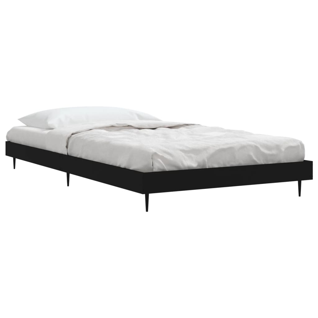 Bed frame without mattress black 90x200 cm engineered wood