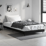 Bed frame without mattress black 90x200 cm engineered wood