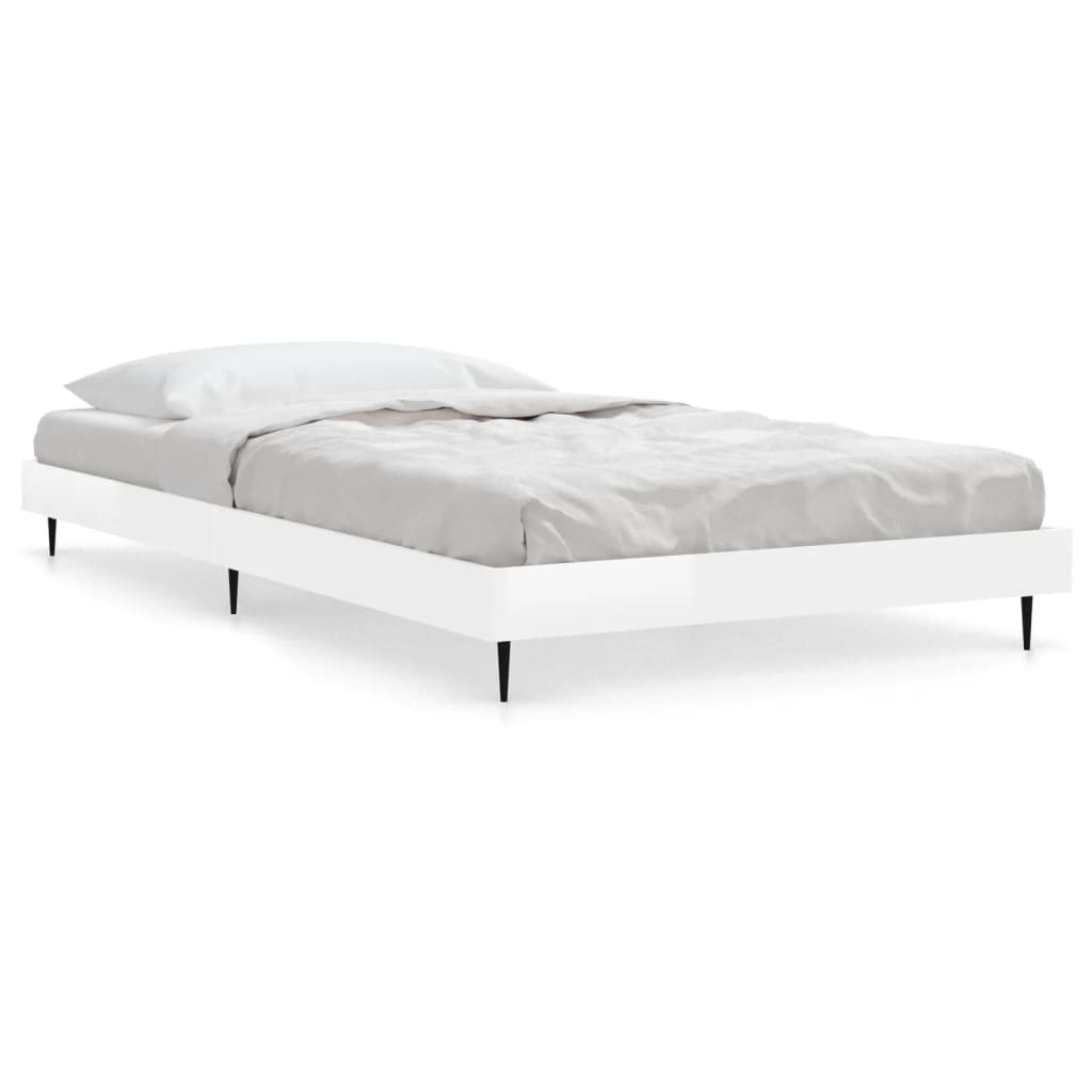 Cadre de lit sans matelas blanc brillant 90x200 cm