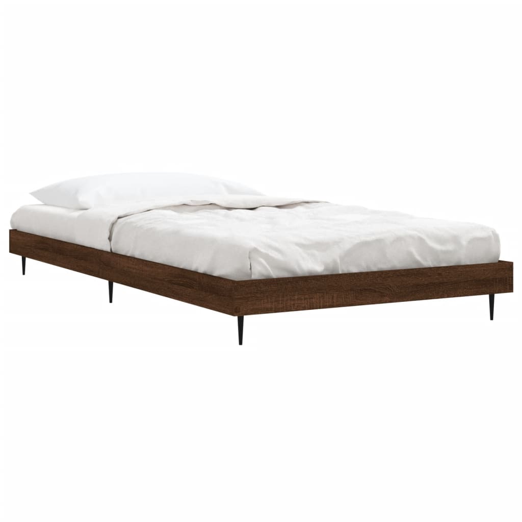 Bed frame without mattress brown oak 90x200cm engineered wood