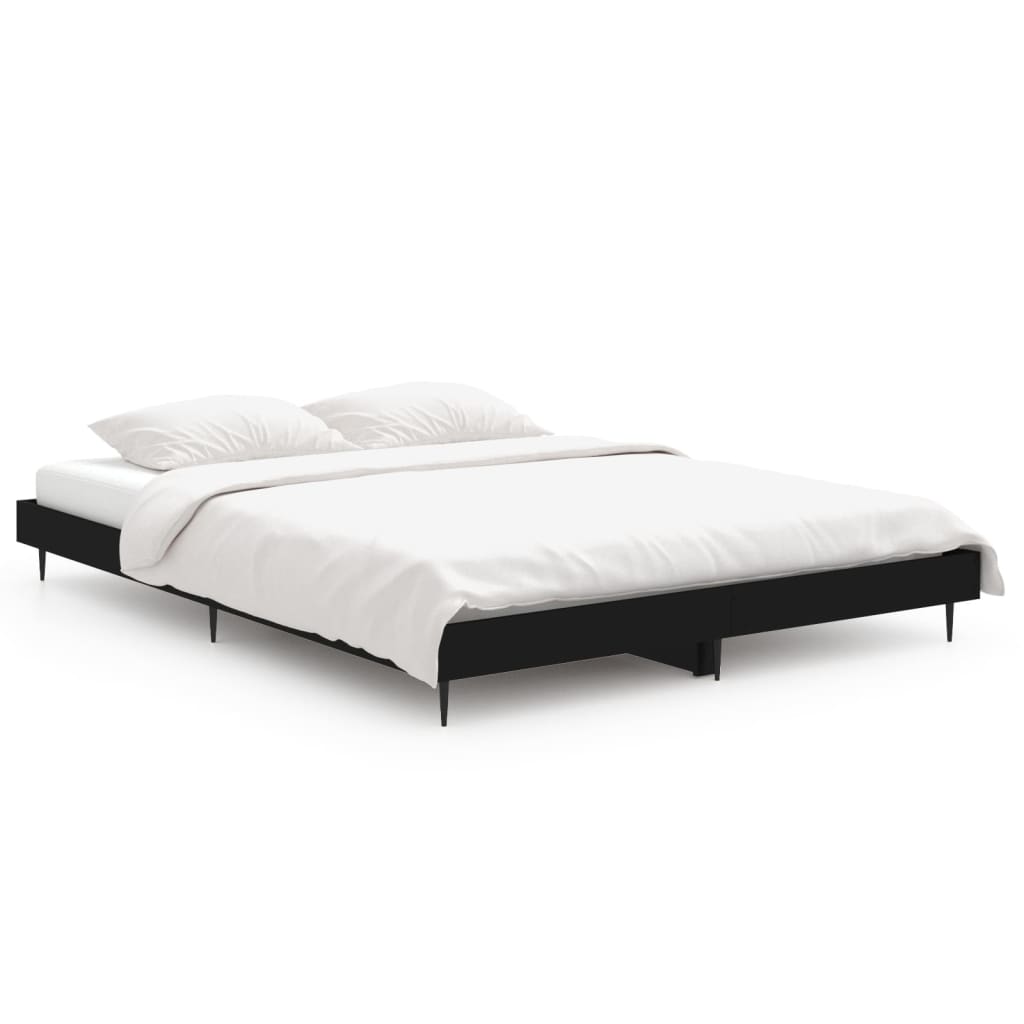 Cadre de lit sans matelas noir 140x190 cm bois d'ingénierie