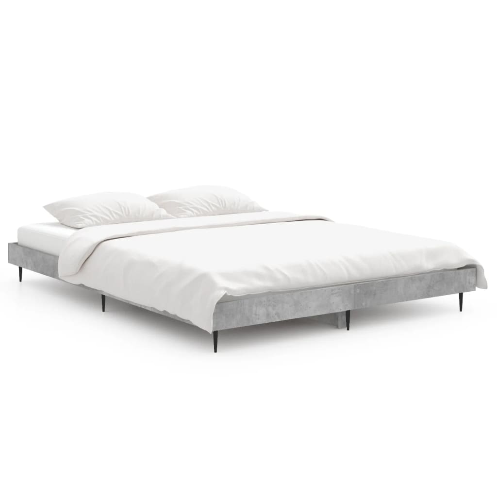 Bed frame without mattress concrete gray 140x190 cm