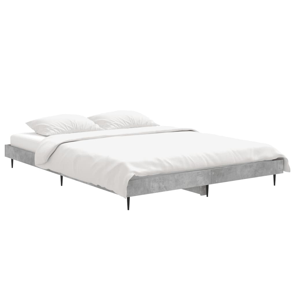 Bed frame without mattress concrete gray 140x190 cm