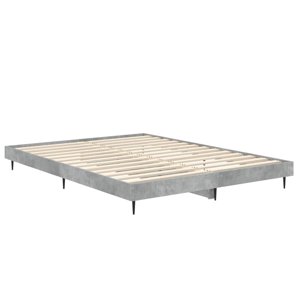 Bed frame without mattress concrete gray 140x190 cm