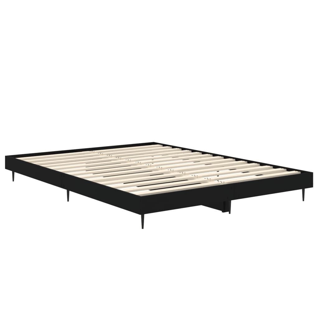 Bed frame without mattress black 135x190 cm engineered wood