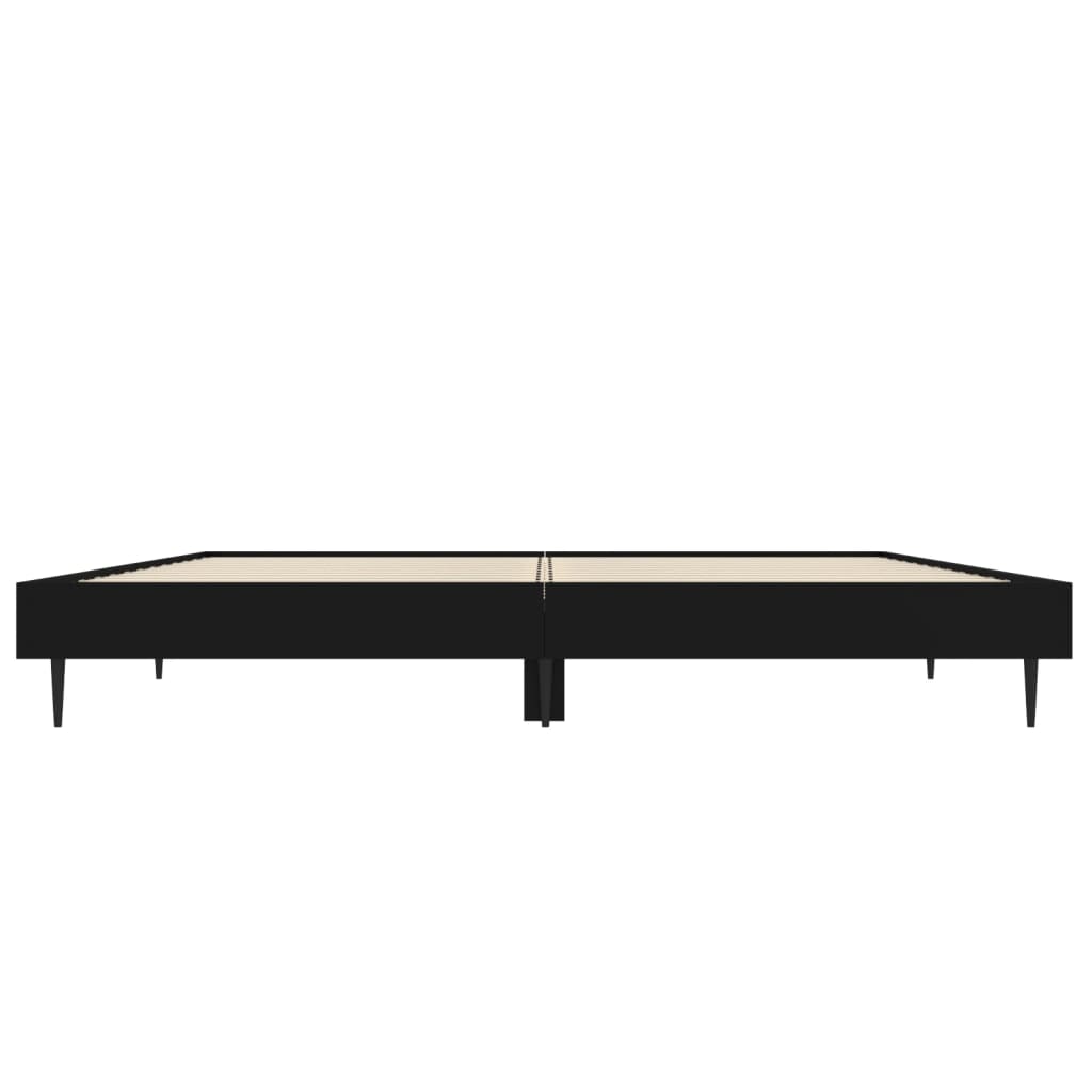 Bed frame without mattress black 135x190 cm engineered wood