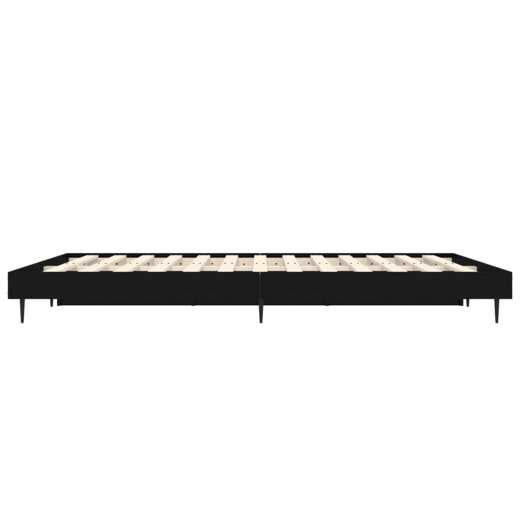 Bed frame without mattress black 135x190 cm engineered wood