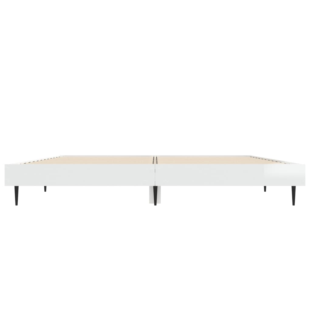 Cadre de lit sans matelas blanc brillant 135x190 cm