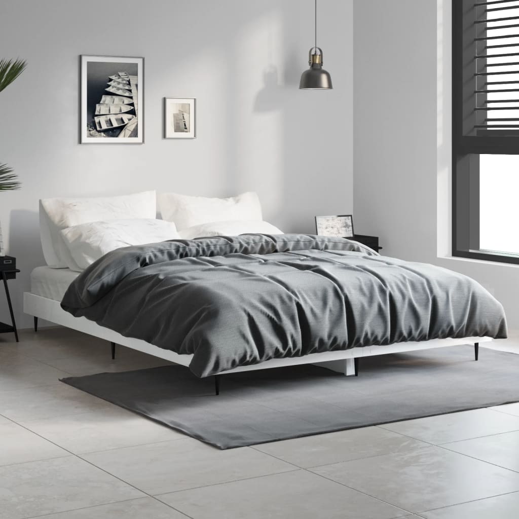 Cadre de lit sans matelas blanc brillant 135x190 cm