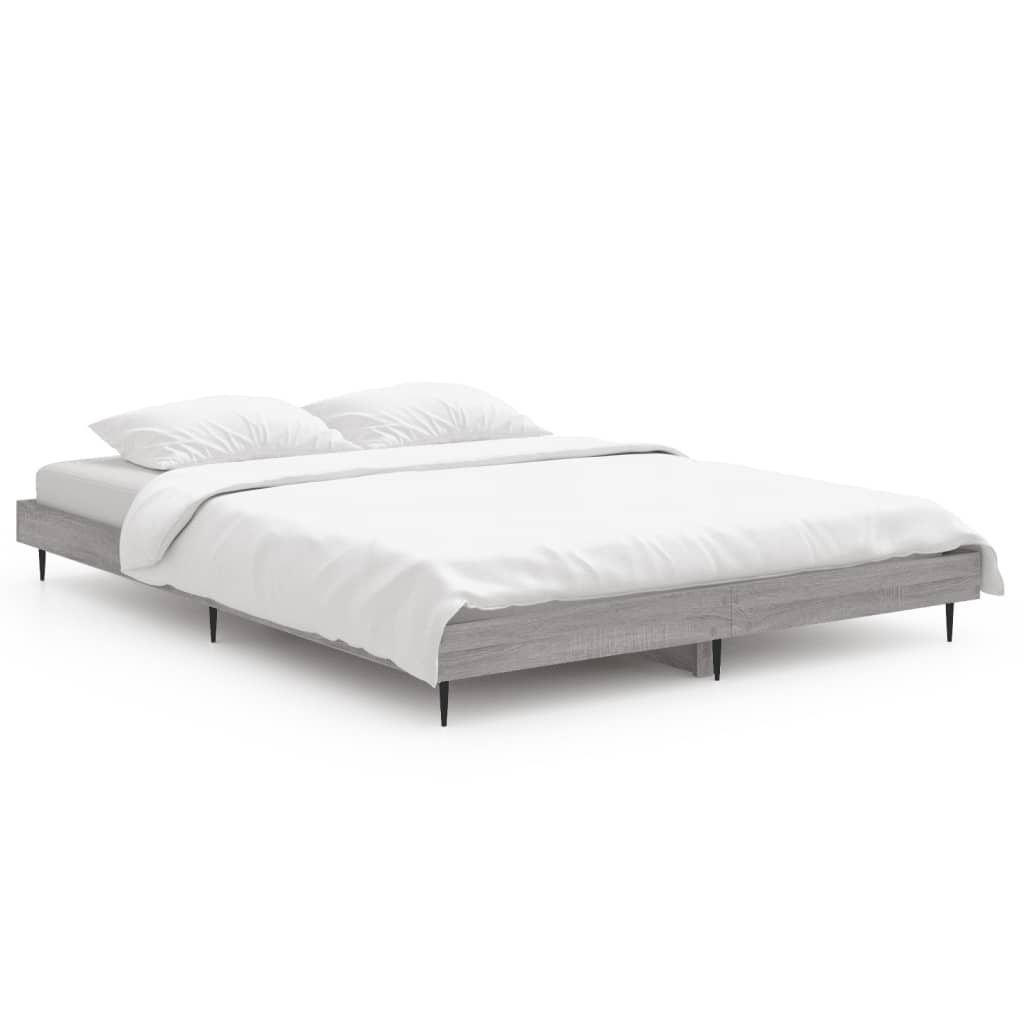 Bed frame without mattress sonoma gray 135x190 cm