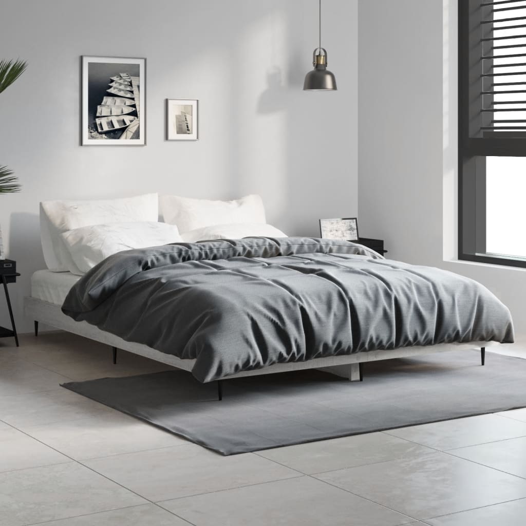 Bed frame without mattress sonoma gray 135x190 cm