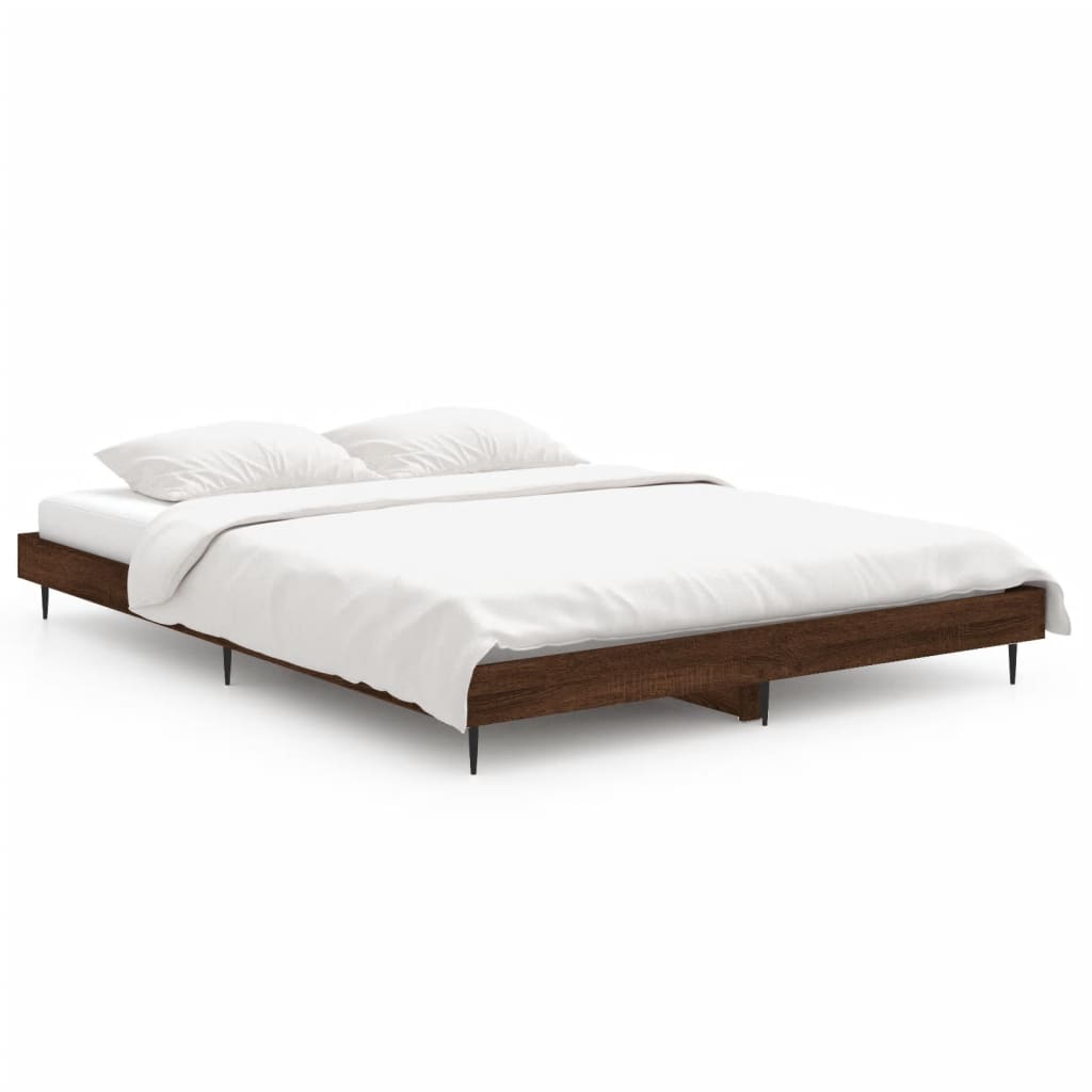 Cadre de lit sans matelas chêne marron 135x190 cm