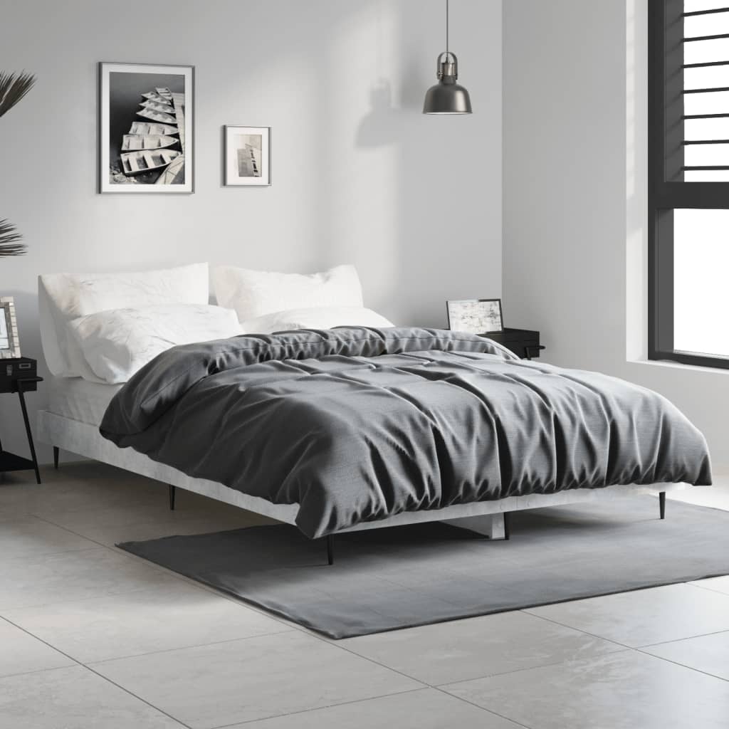 Cadre de lit sans matelas gris béton 120x190 cm