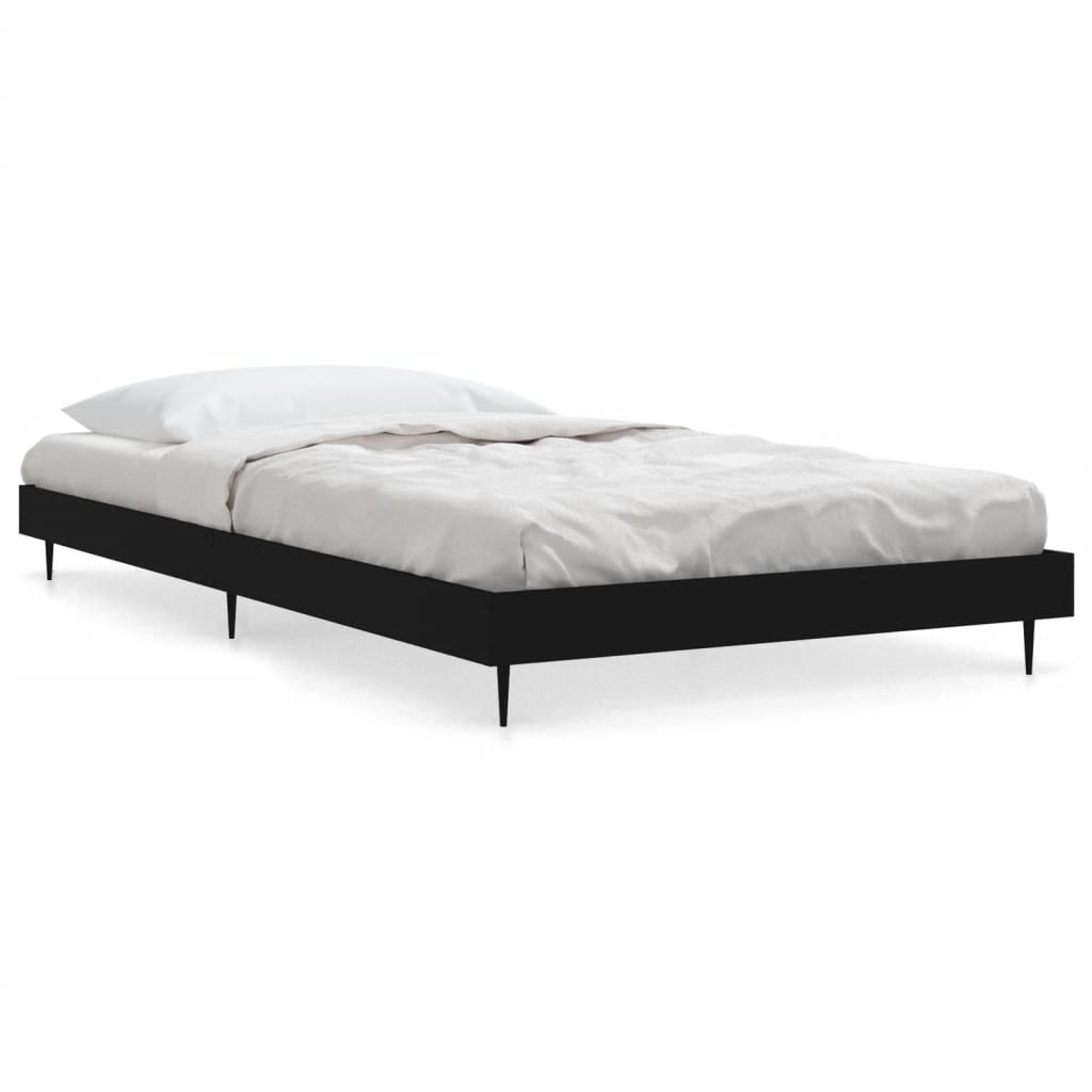 Bed frame without mattress black 90x190 cm engineered wood