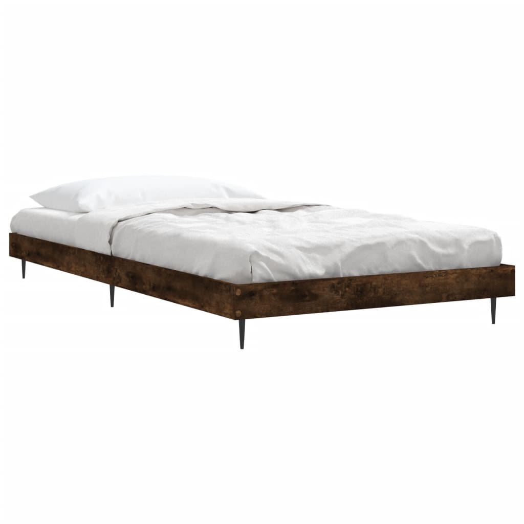 Bed frame without mattress smoked oak 90x190cm engineered wood