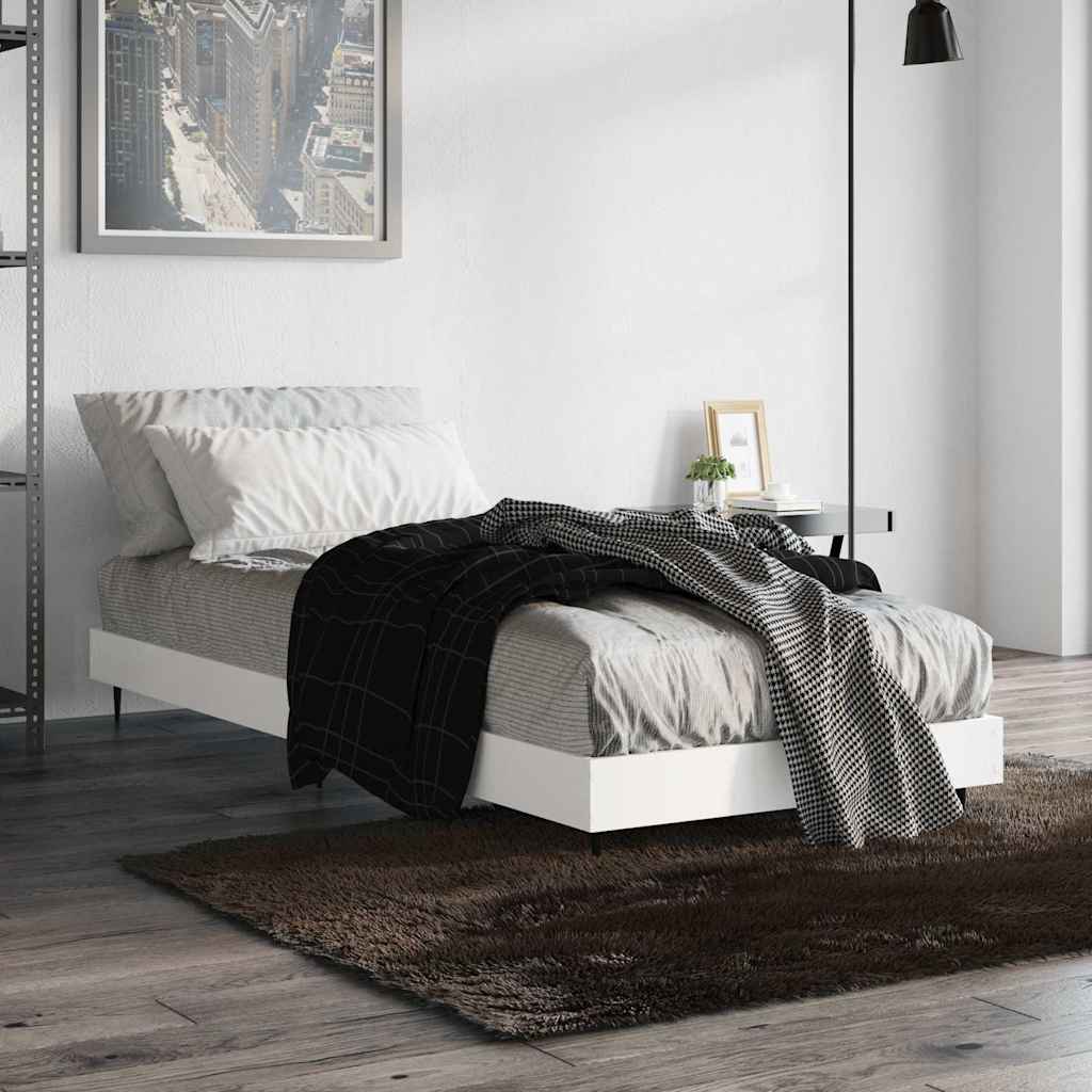 Cadre de lit sans matelas blanc 75x190 cm bois d'ingénierie