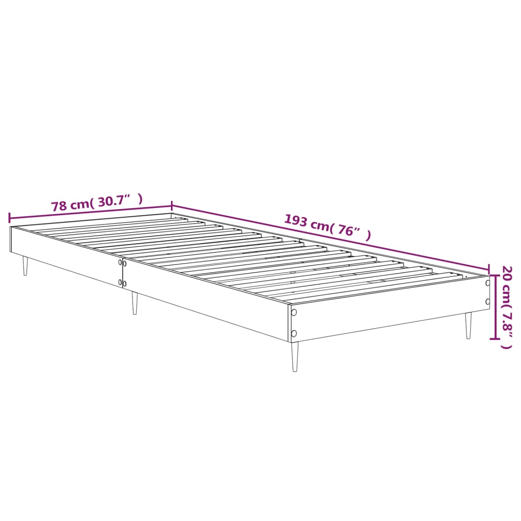 Bettgestell ohne Matratze schwarz 75x190 cm Holzwerkstoff