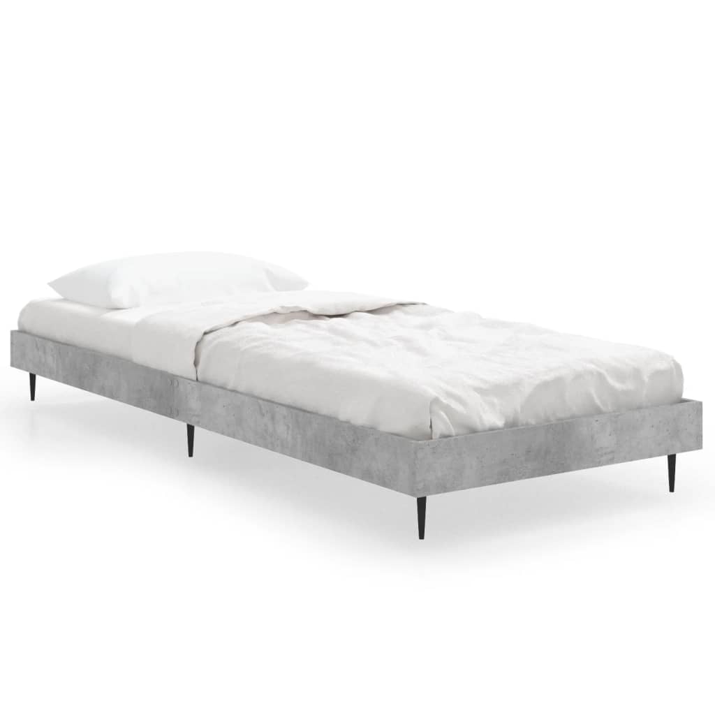 Bed frame without mattress concrete gray 75x190 cm