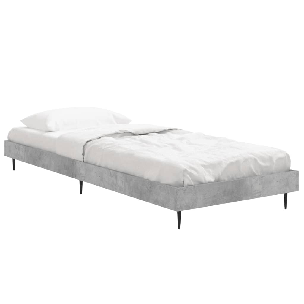 Bed frame without mattress concrete gray 75x190 cm