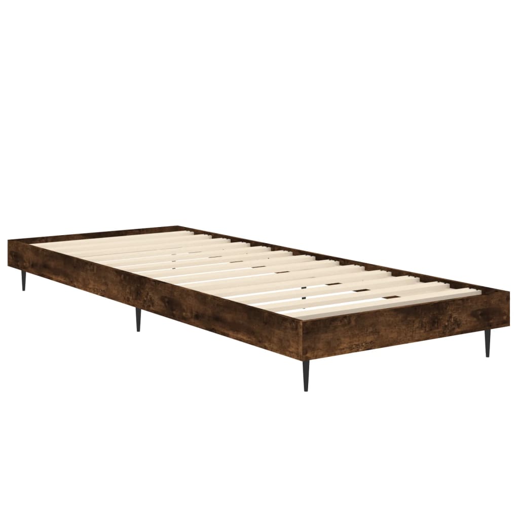 Cadre de lit sans matelas chêne fumé 75x190cm bois d'ingénierie