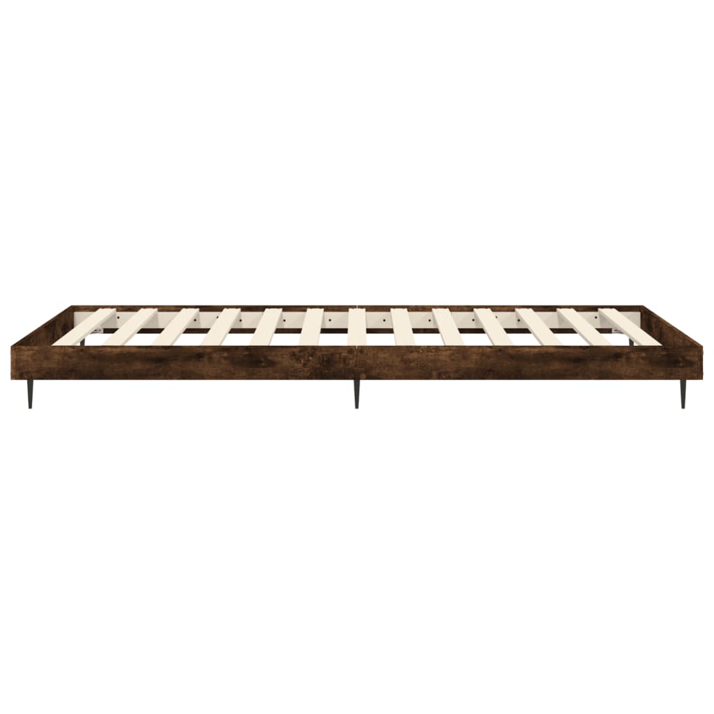 Cadre de lit sans matelas chêne fumé 75x190cm bois d'ingénierie