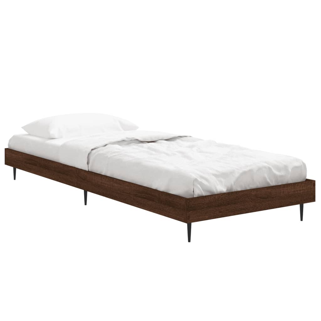 Bed frame without mattress brown oak 75x190cm engineered wood