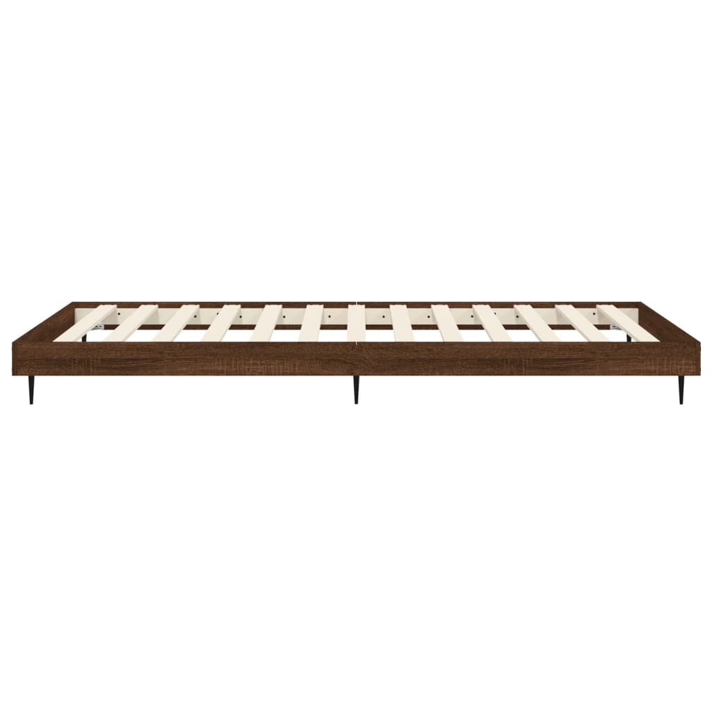 Bed frame without mattress brown oak 75x190cm engineered wood