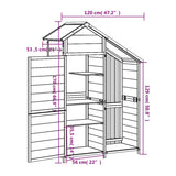 Abri à outils de jardin moka 120x53,5x170 cm bois massif pin