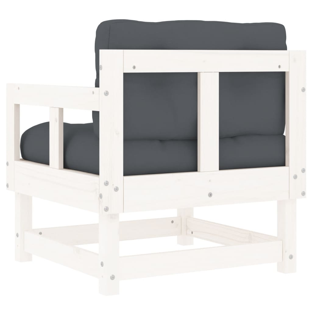 Chaises de jardin et coussins lot de 2 blanc bois de pin massif