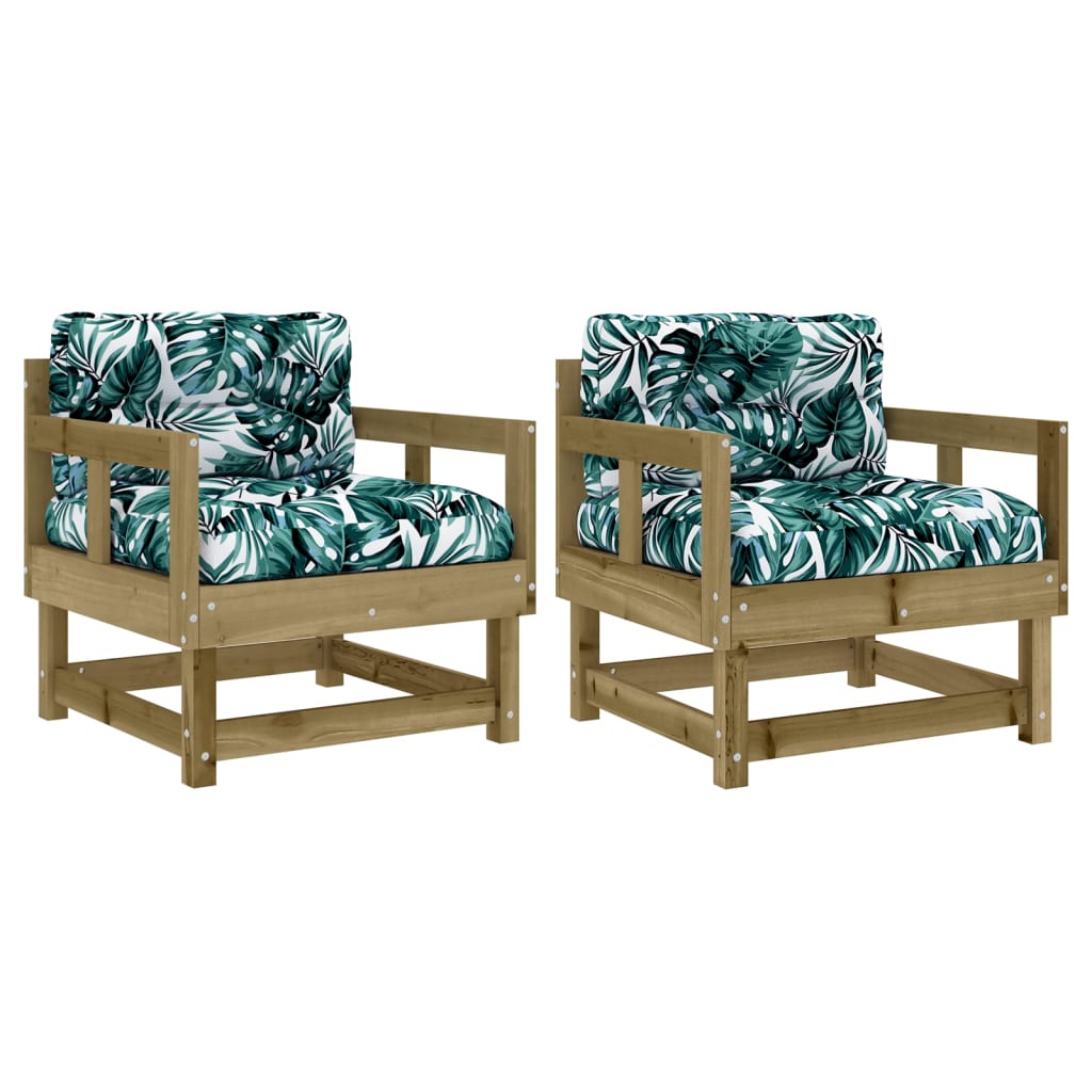 Chaises de jardin avec coussins lot de 2 bois de pin imprégné