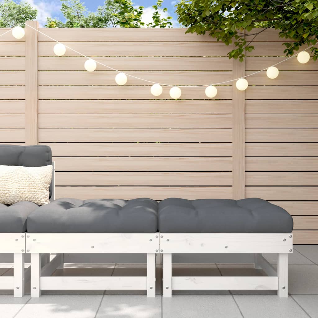 Repose-pieds de jardin avec coussins lot de 2 blanc bois de pin