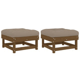 Repose-pieds de jardin coussins lot de 2 marron miel bois pin