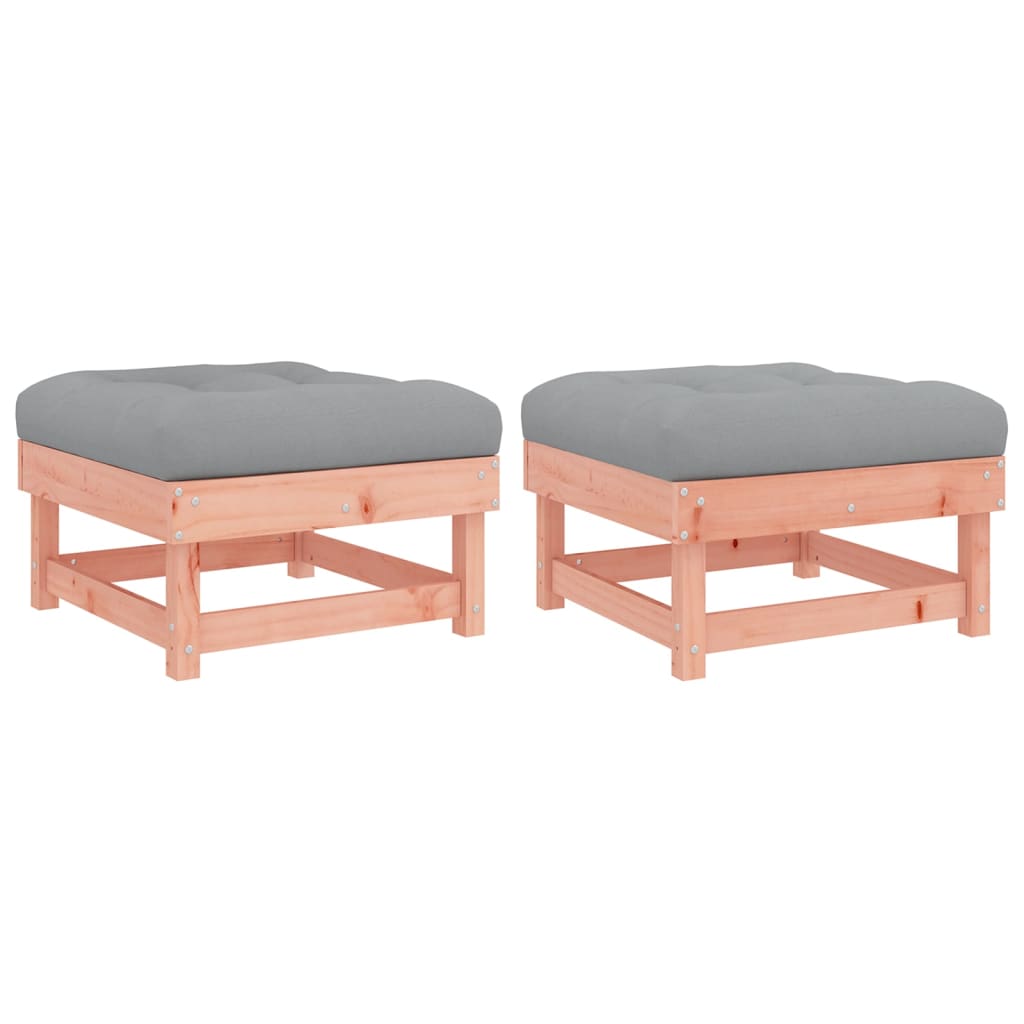 Repose-pieds de jardin et coussins lot de 2 bois massif douglas