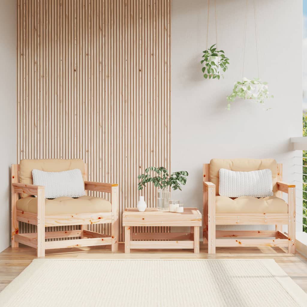 Chaises de jardin avec coussins lot de 2 bois de pin massif