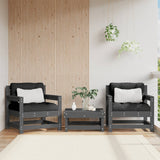 Garden chairs and cushions set of 2 gray solid pine wood