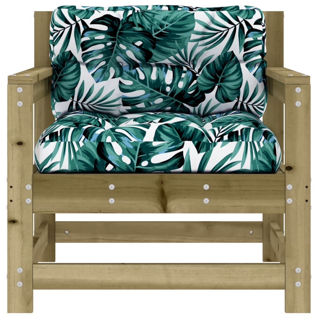 Garden chairs with cushions set of 2 impregnated pine wood