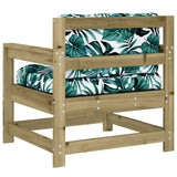 Garden chairs with cushions set of 2 impregnated pine wood