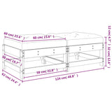 Garten-Fußhocker-Kissen, 2er-Set, graues massives Kiefernholz