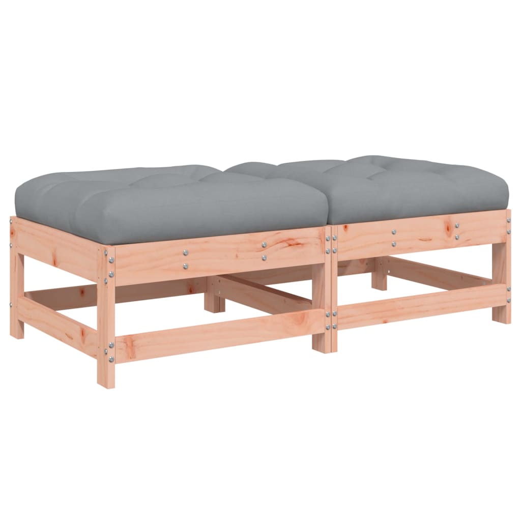 Garden footstool and cushions set of 2 solid douglas wood