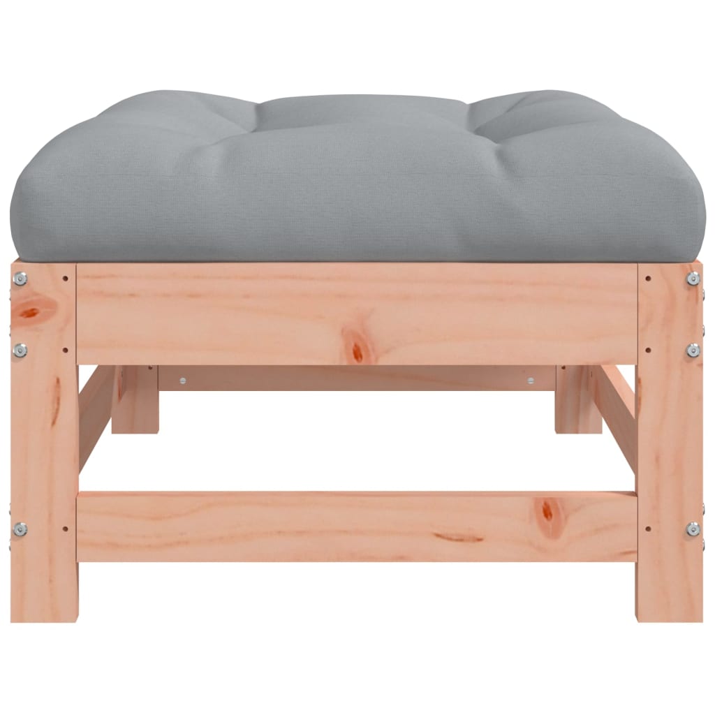 Garden footstool and cushions set of 2 solid douglas wood