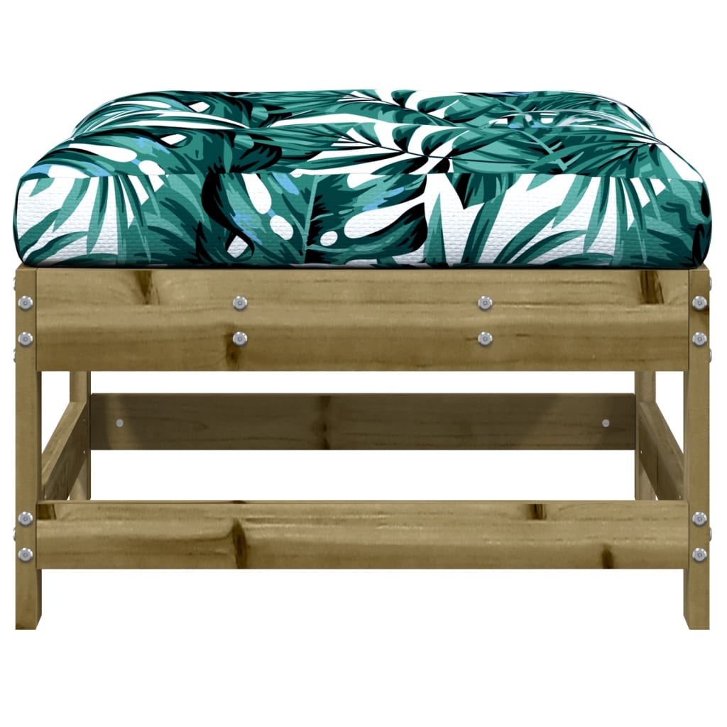 Garden footstool and cushions set of 2 impregnated pine wood