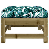 Garden footstool and cushions set of 2 impregnated pine wood