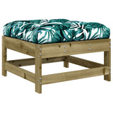 Garden footstool and cushions set of 2 impregnated pine wood