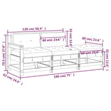 Salon de jardin 3 pcs avec coussins bois massif douglas