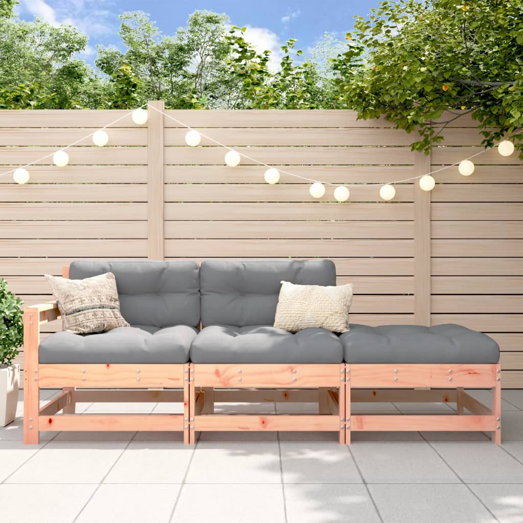 Salon de jardin 3 pcs avec coussins bois massif douglas