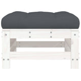 Garden footstool with white cushion solid pine wood