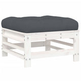 Garden footstool with white cushion solid pine wood