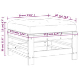 Repose-pied de jardin avec coussin blanc bois de pin massif