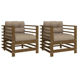 Garden chairs with cushions set of 2 honey brown