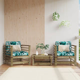 Garden chairs with cushions set of 2 impregnated pine wood